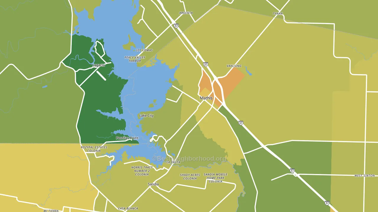 Mathis, TX block-group voter-turnout map
