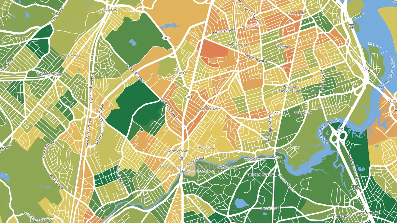 Mattapan, MA block-group voter-turnout map