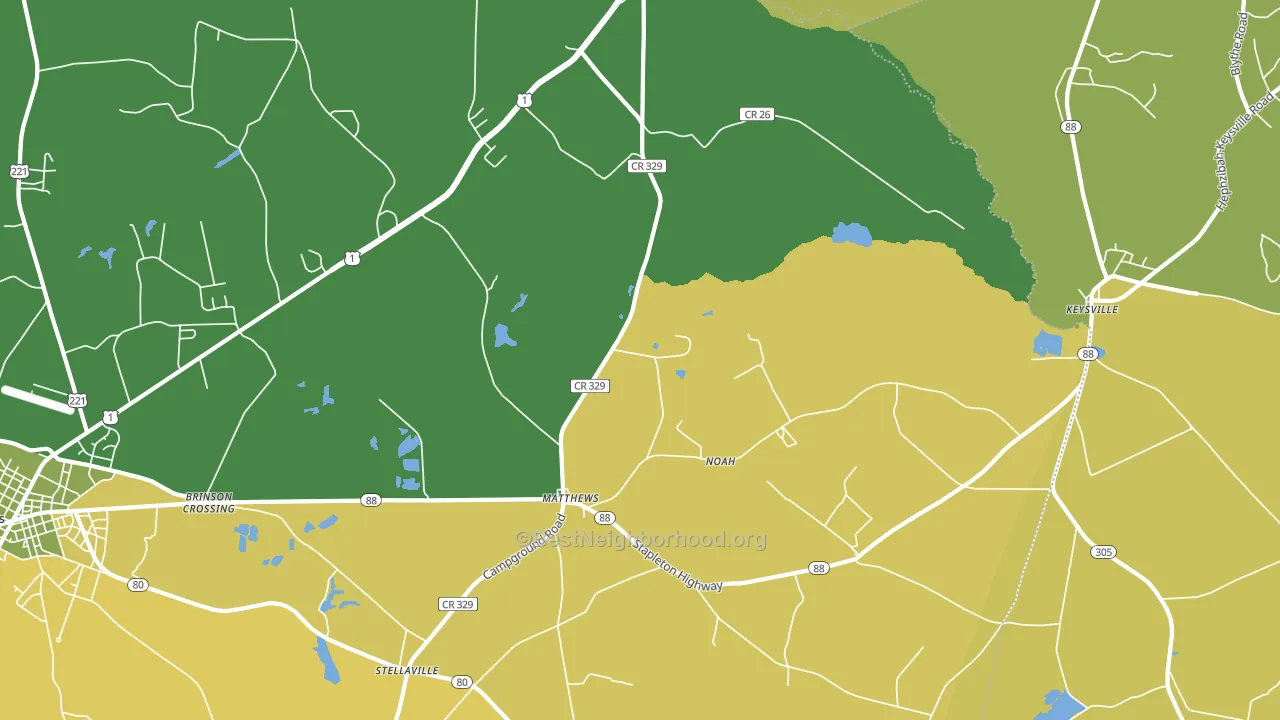 Matthews, GA block-group voter-turnout map