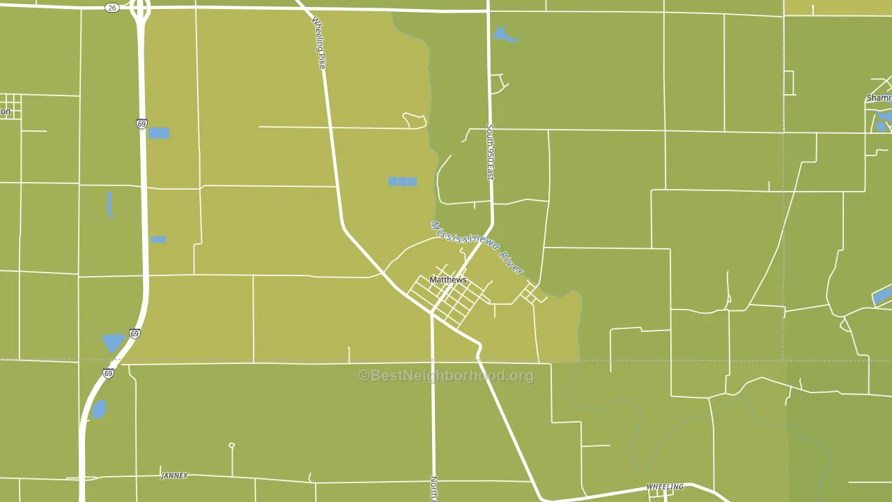 Matthews, IN block-group voter-turnout map