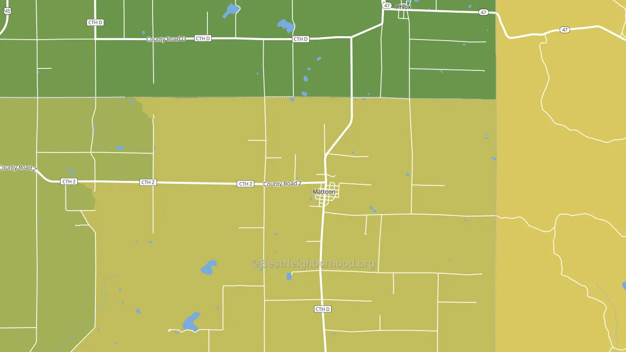Mattoon, WI block-group voter-turnout map