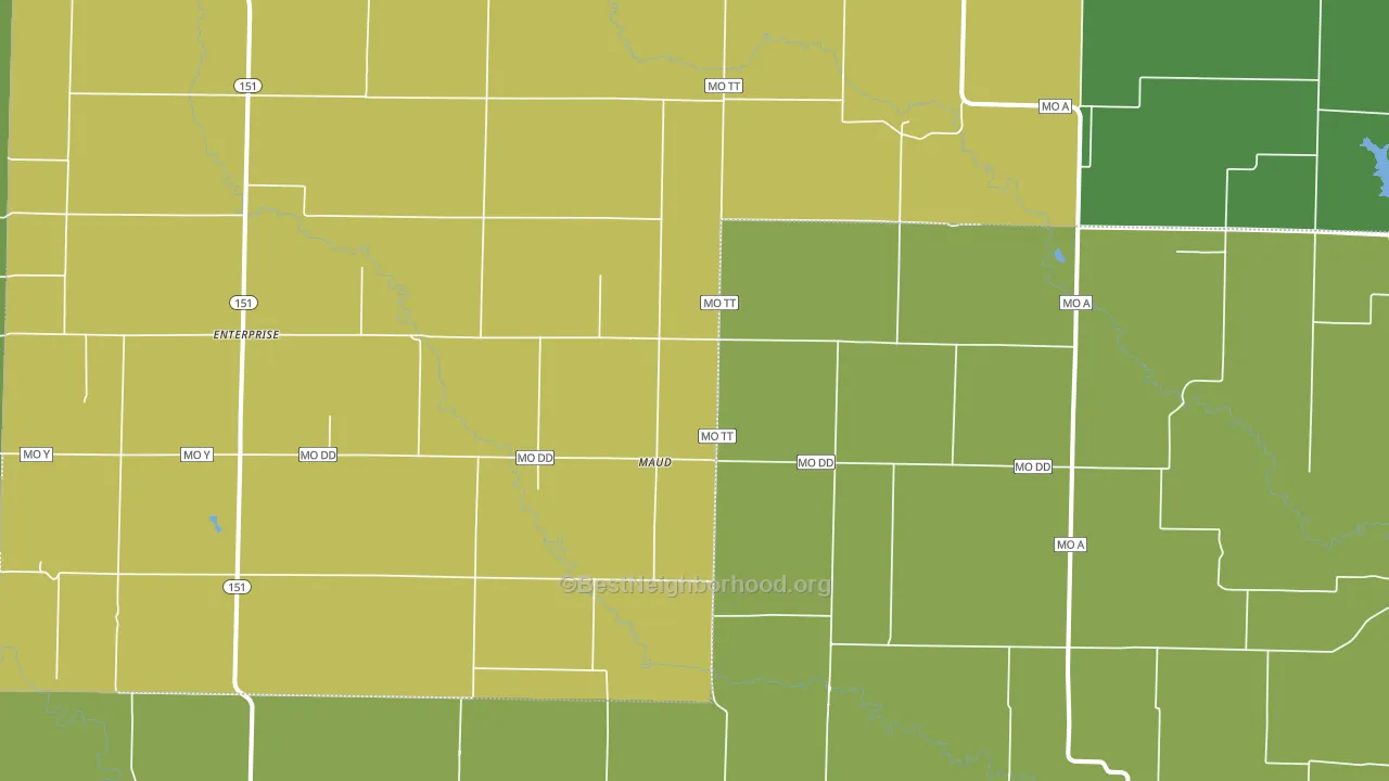 Maud, MO block-group voter-turnout map