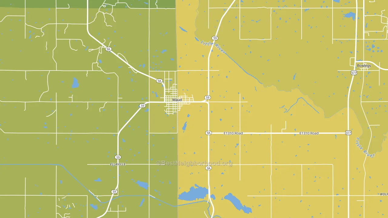 Maud, OK block-group voter-turnout map