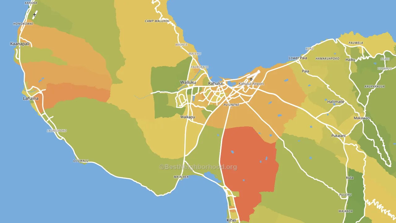 Maui County, HI block-group voter-turnout map