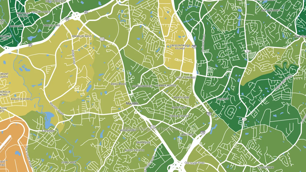 Mauldin, SC block-group voter-turnout map