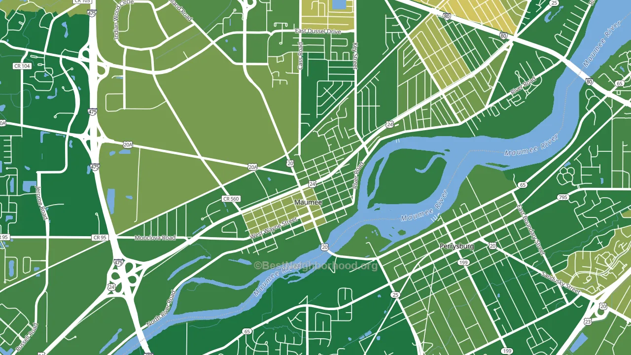 Maumee Uptown Historic District, Maumee, OH block-group voter-turnout map