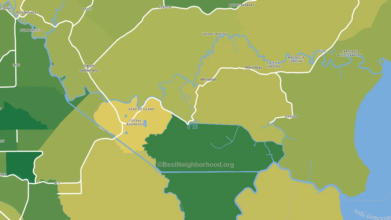 Maurepas, LA block-group voter-turnout map
