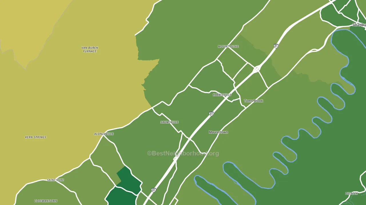 Maurertown, VA block-group voter-turnout map
