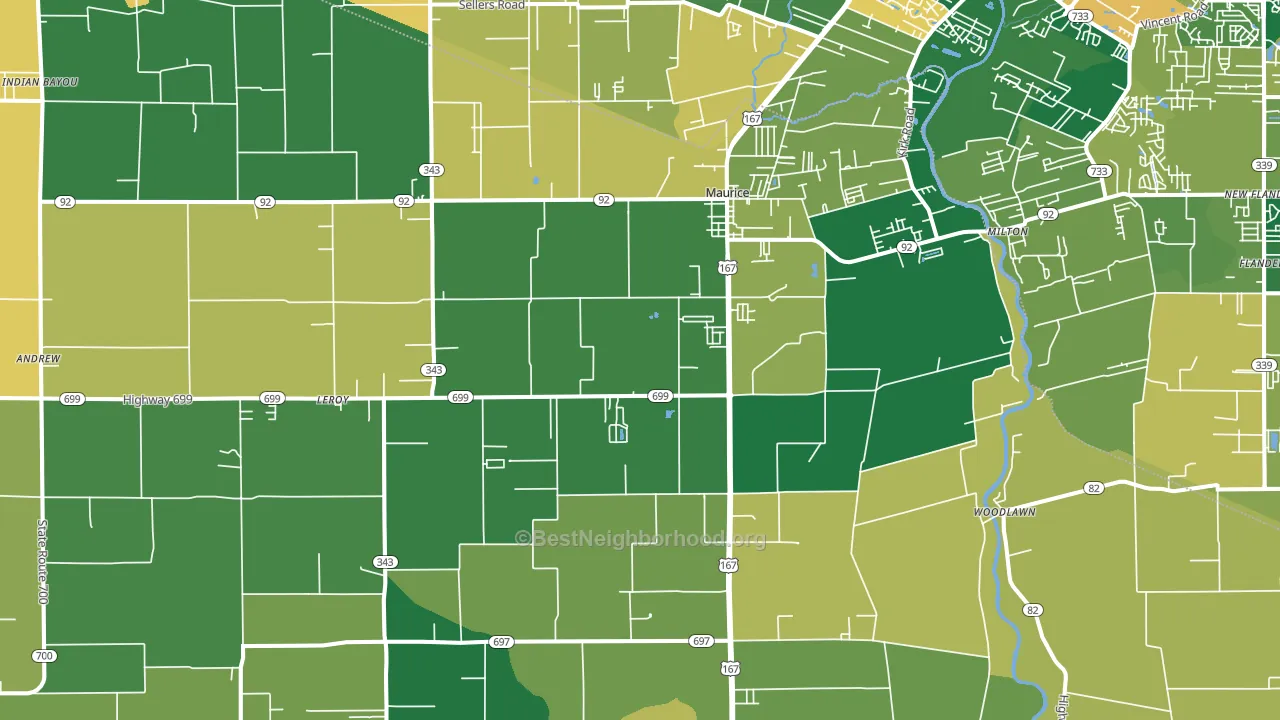 Maurice, LA block-group voter-turnout map