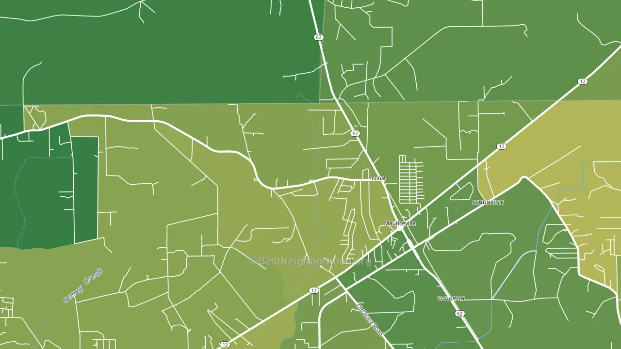 Mauriceville, TX block-group voter-turnout map