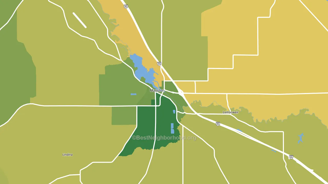 Mauston, WI block-group voter-turnout map