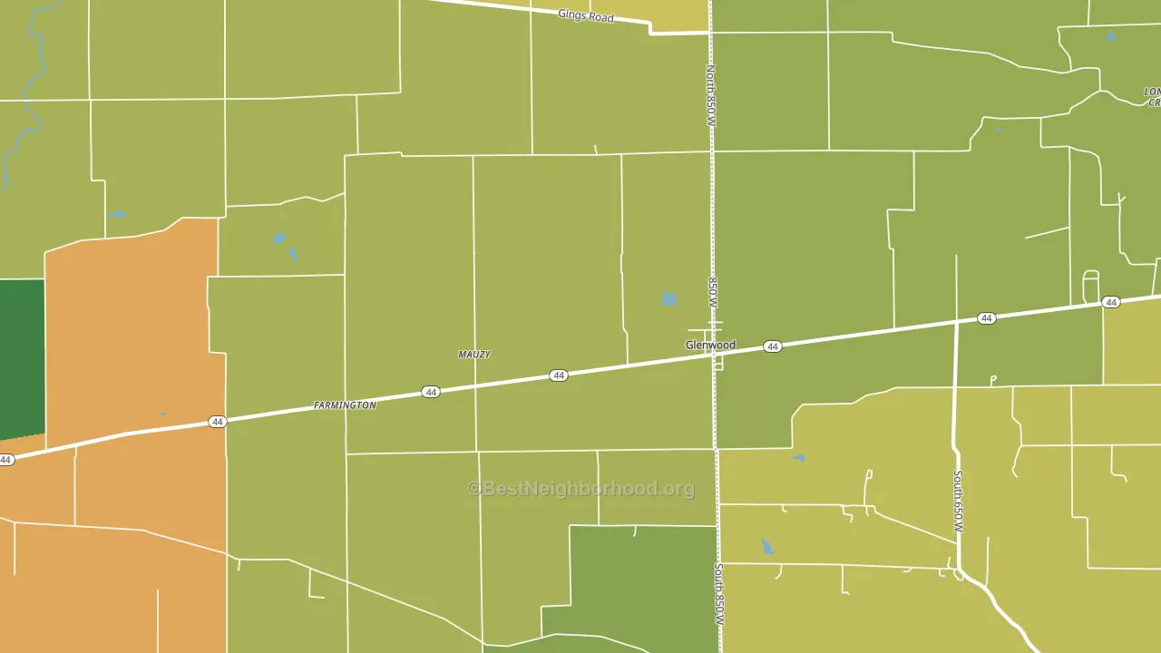 Mauzy, IN block-group voter-turnout map