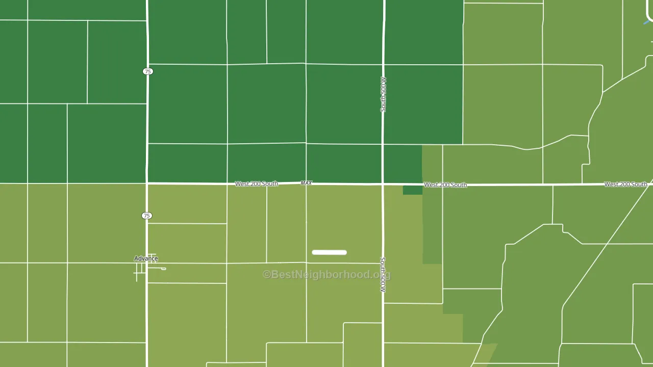 Max, IN block-group voter-turnout map