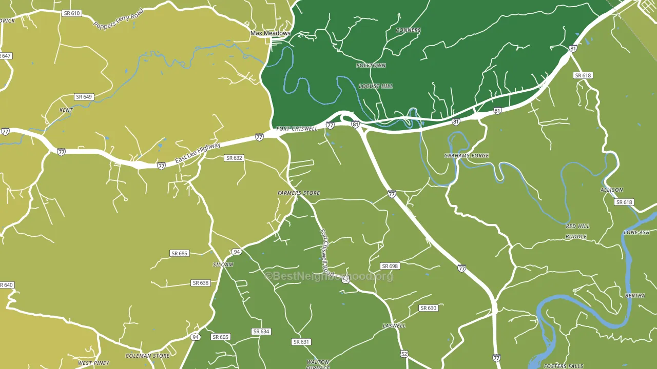 Max Meadows, VA block-group voter-turnout map