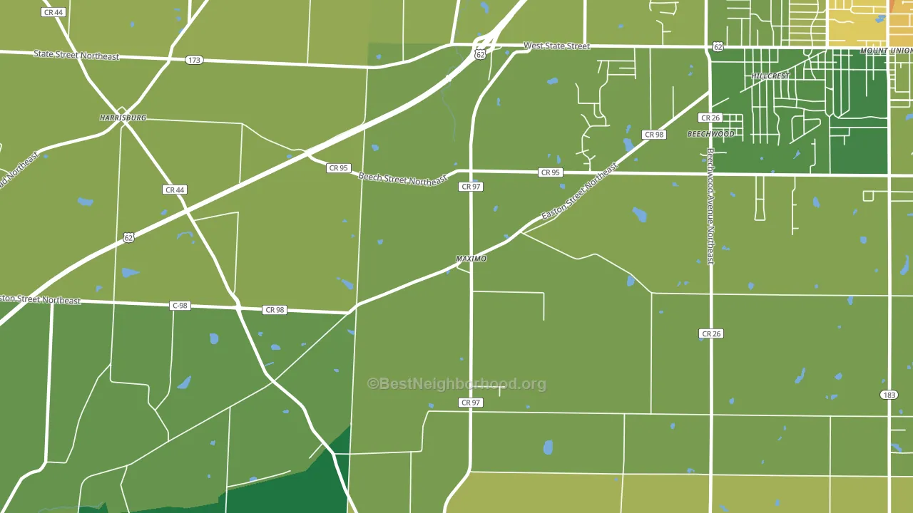 Maximo, OH block-group voter-turnout map