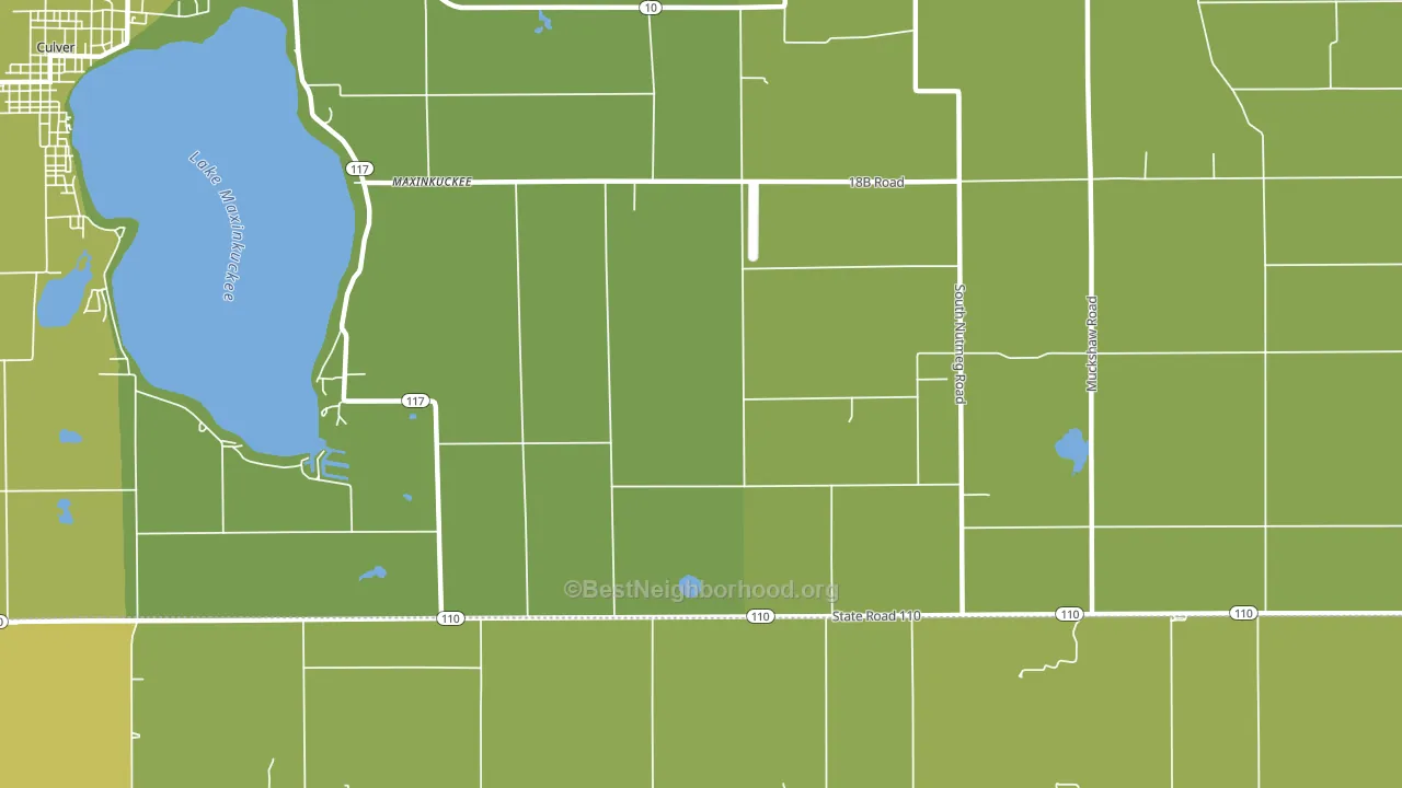 Maxinkuckee, IN block-group voter-turnout map