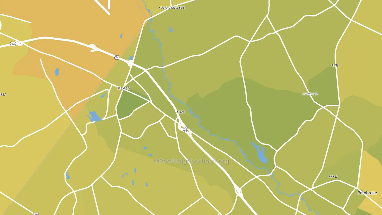 Maxton, NC block-group voter-turnout map