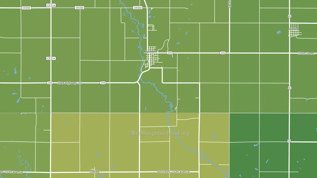 Maxwell, IA block-group voter-turnout map