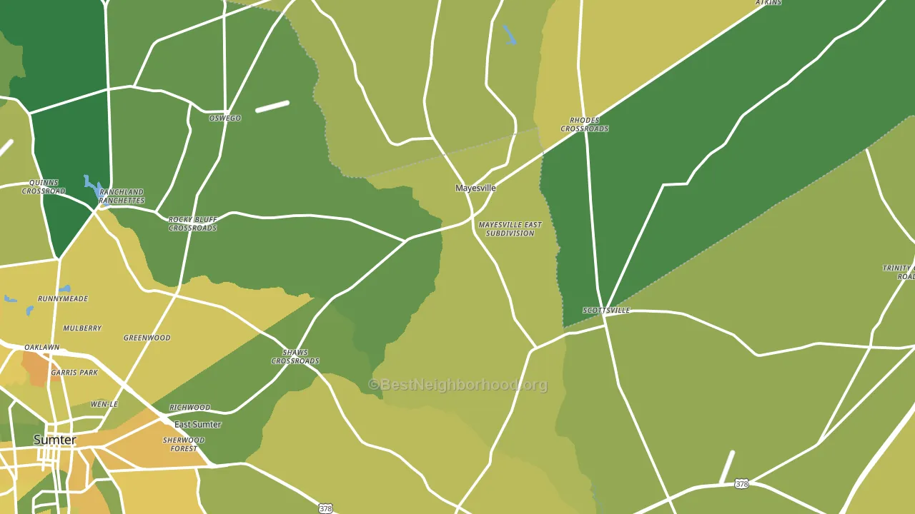 Mayesville, SC block-group voter-turnout map