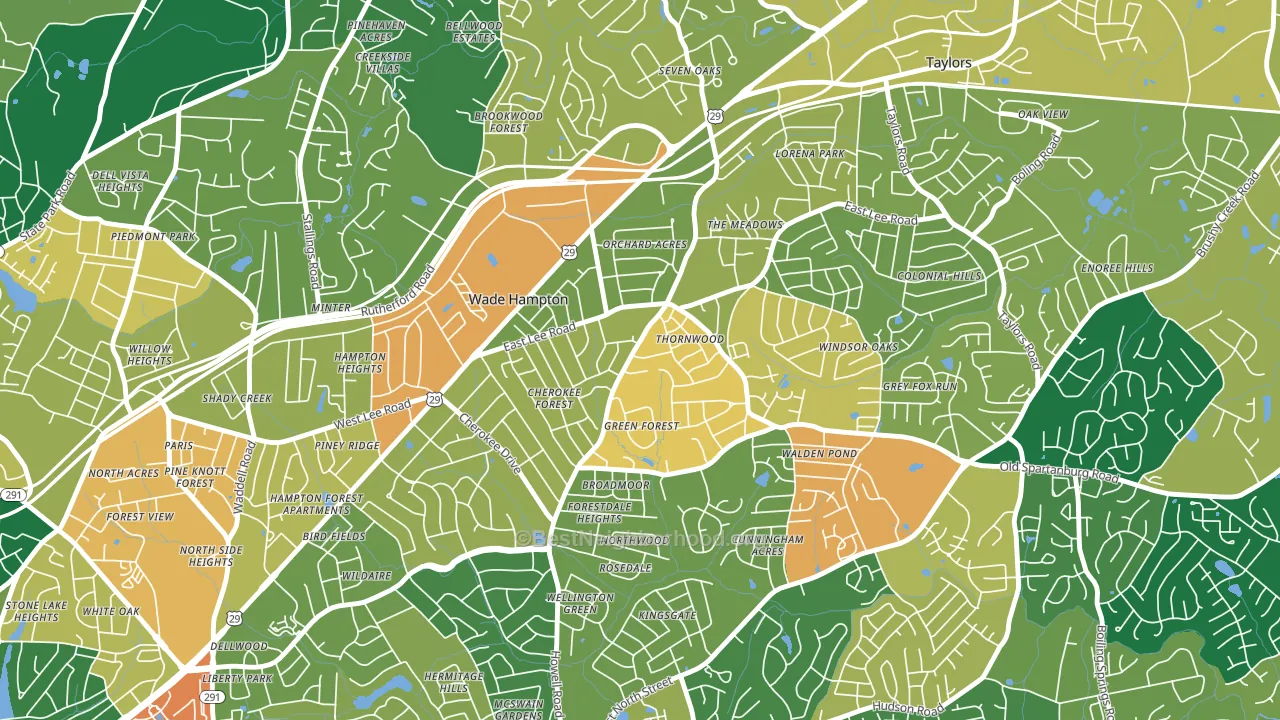 Mayfair Estates, Taylors, SC block-group voter-turnout map
