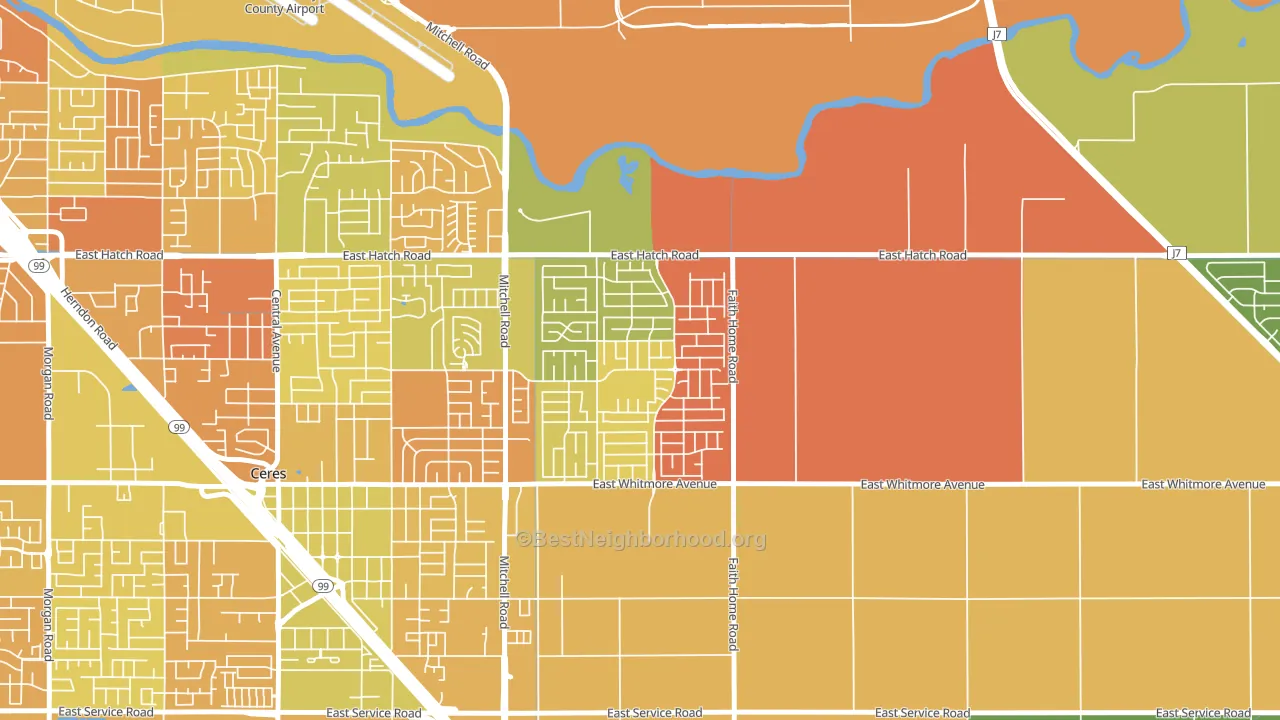 Mayfield, Ceres, CA block-group voter-turnout map