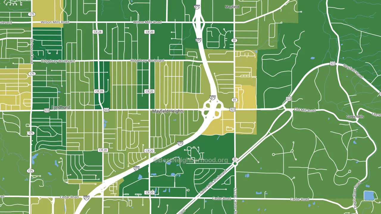 Mayfield Heights, OH block-group voter-turnout map