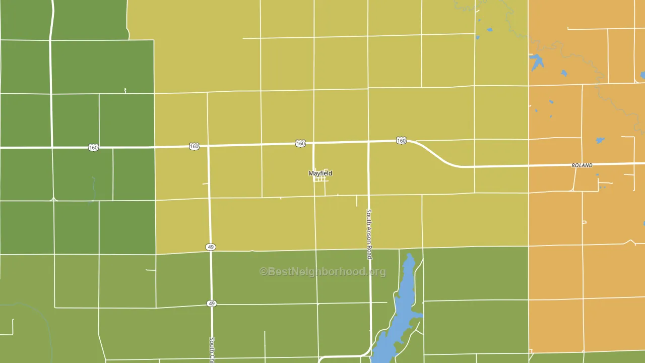Mayfield, KS block-group voter-turnout map