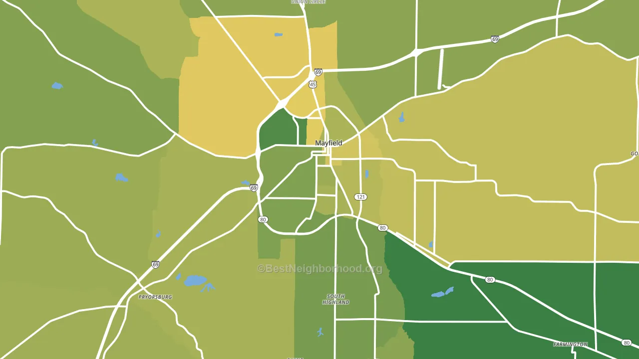 Mayfield, KY block-group voter-turnout map