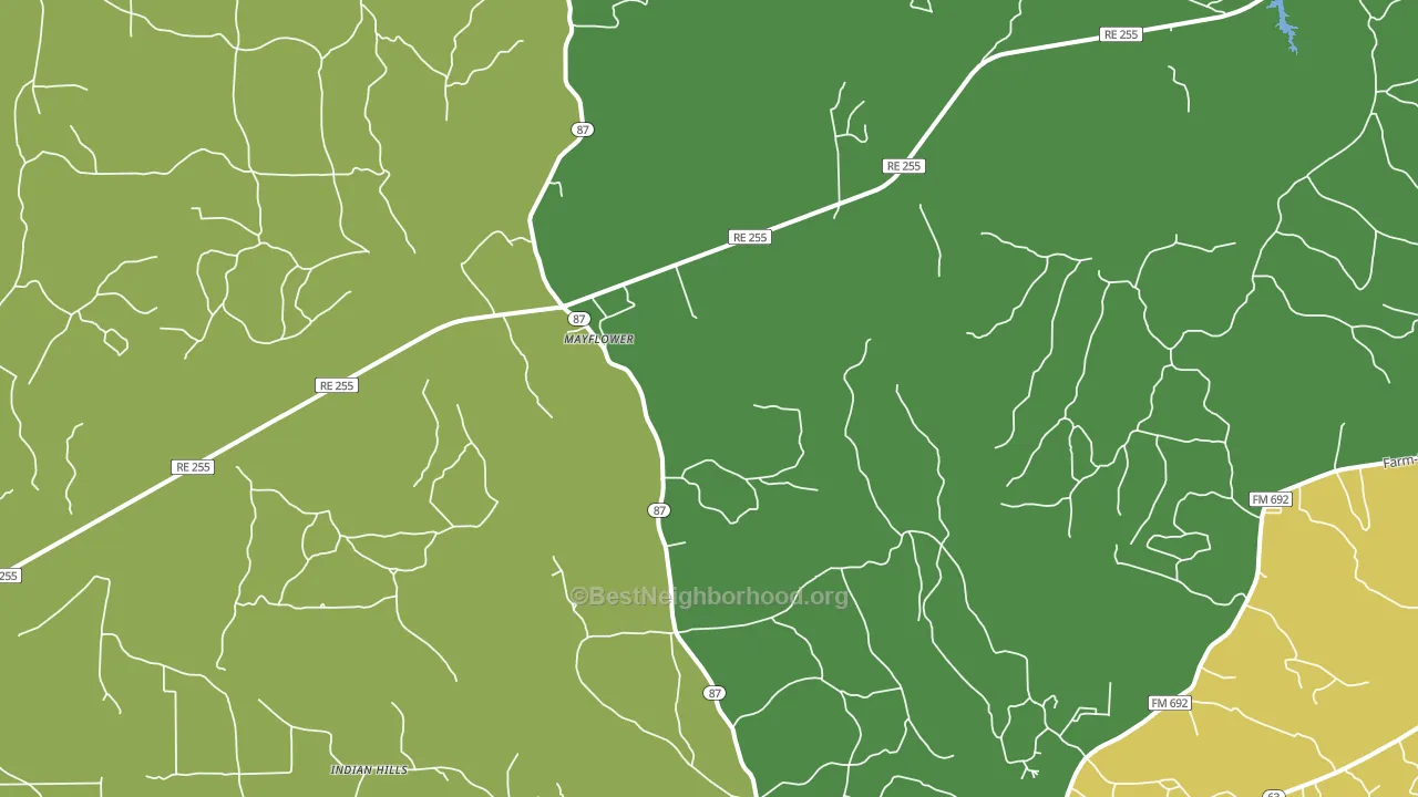 Mayflower, TX block-group voter-turnout map