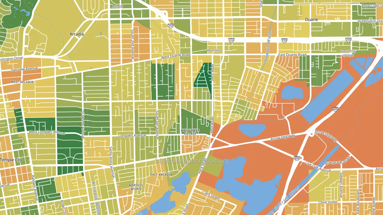 Mayflower Village, Arcadia, CA block-group voter-turnout map