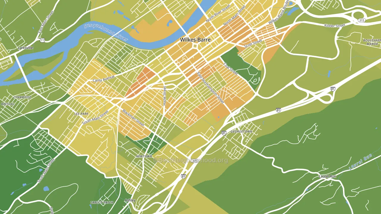 Mayflower, Wilkes-Barre, PA block-group voter-turnout map