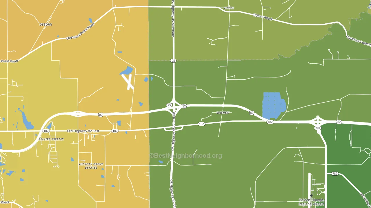 Mayhew, MS block-group voter-turnout map