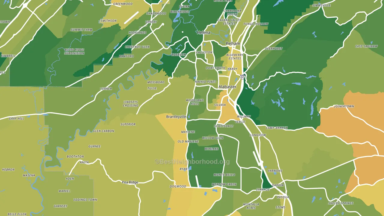 Maylene, AL block-group voter-turnout map