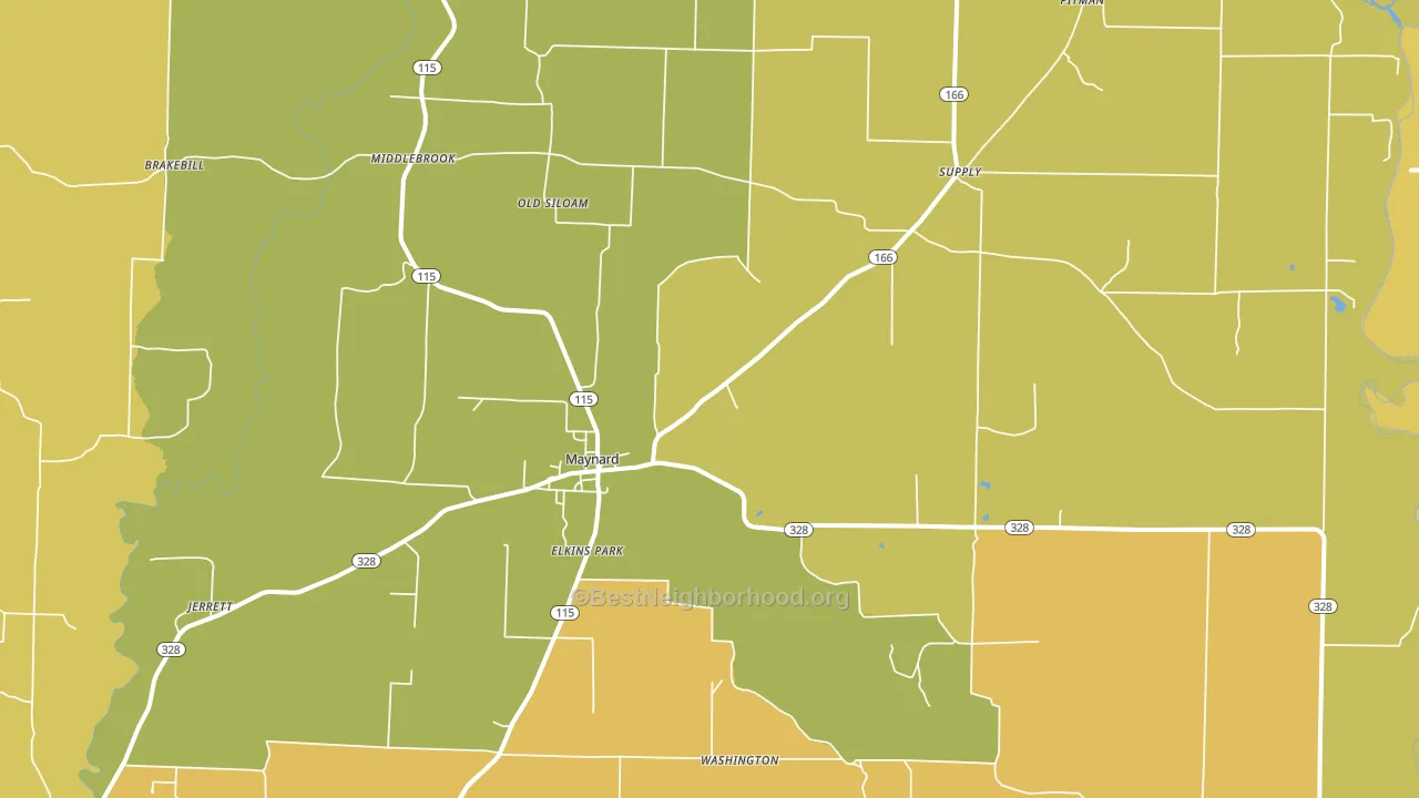 Maynard, AR block-group voter-turnout map