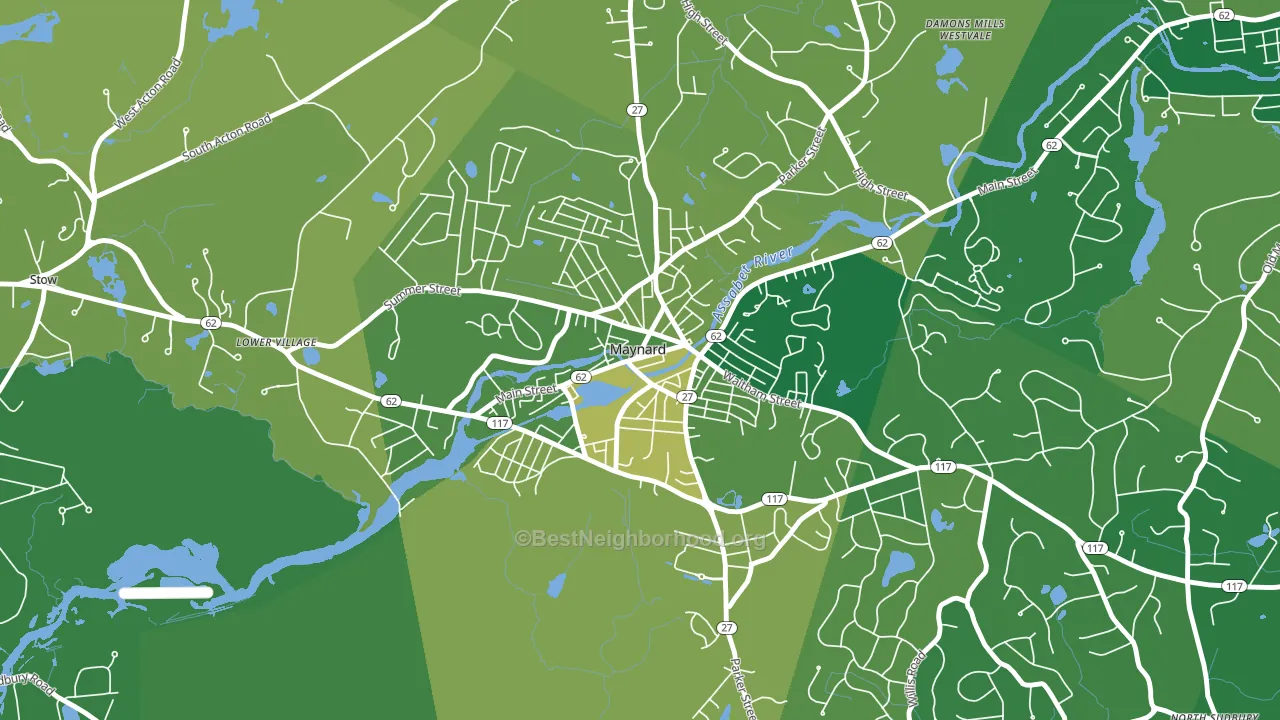 Maynard, MA block-group voter-turnout map
