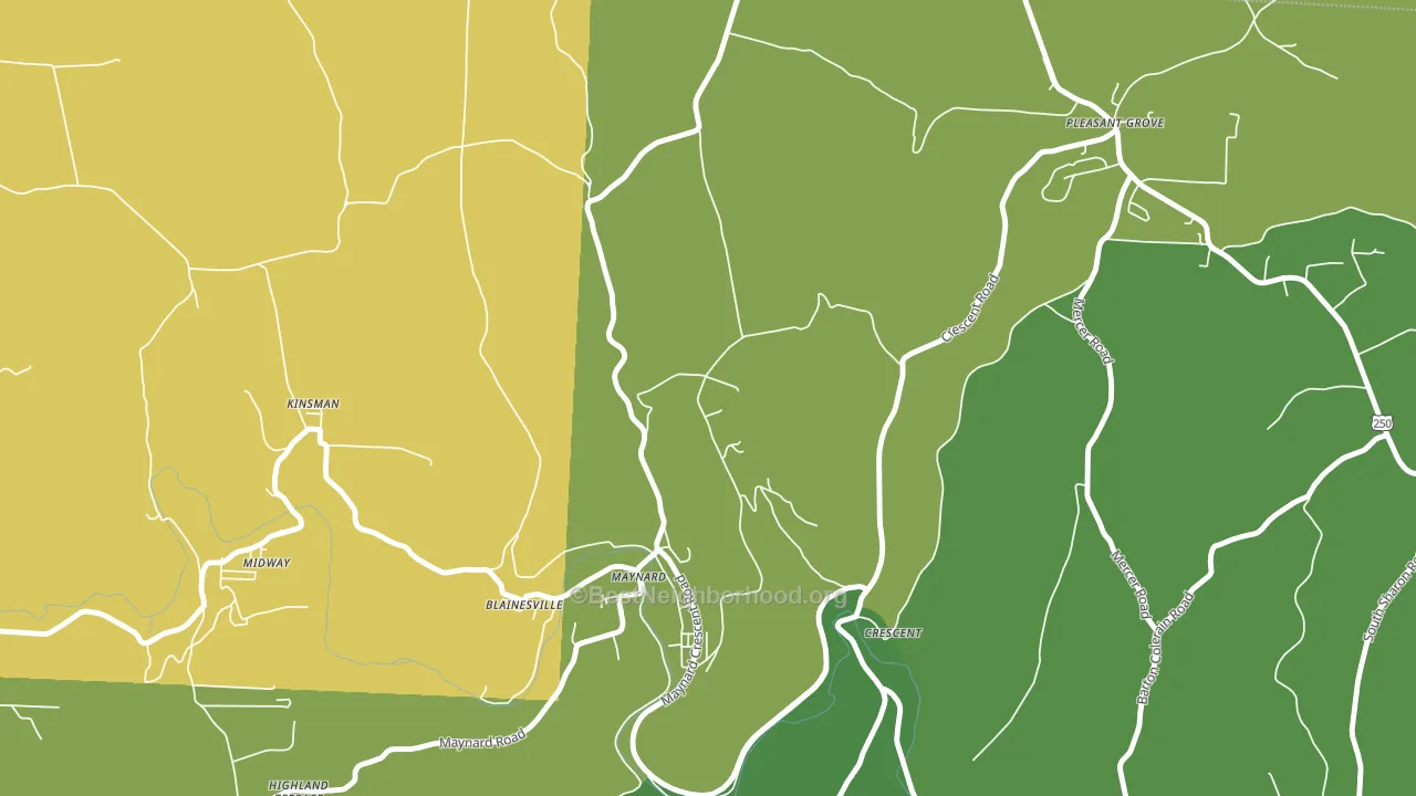 Maynard, OH block-group voter-turnout map