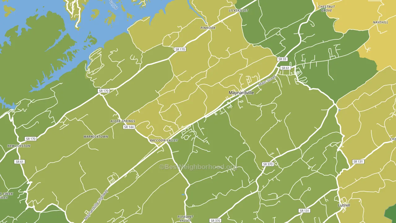 Maynardville, TN block-group voter-turnout map