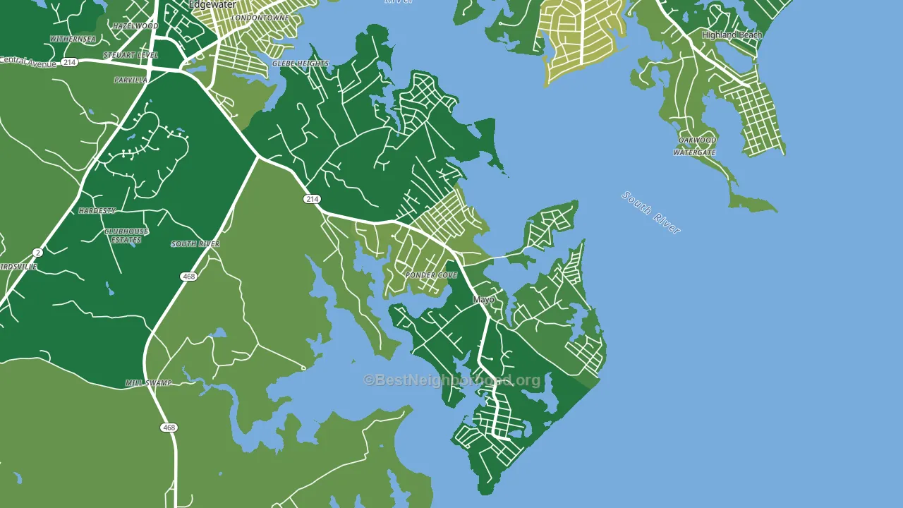 Mayo, MD block-group voter-turnout map