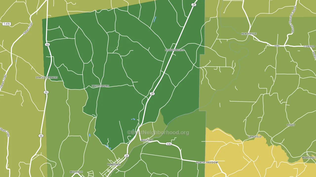 Mayport, PA block-group voter-turnout map