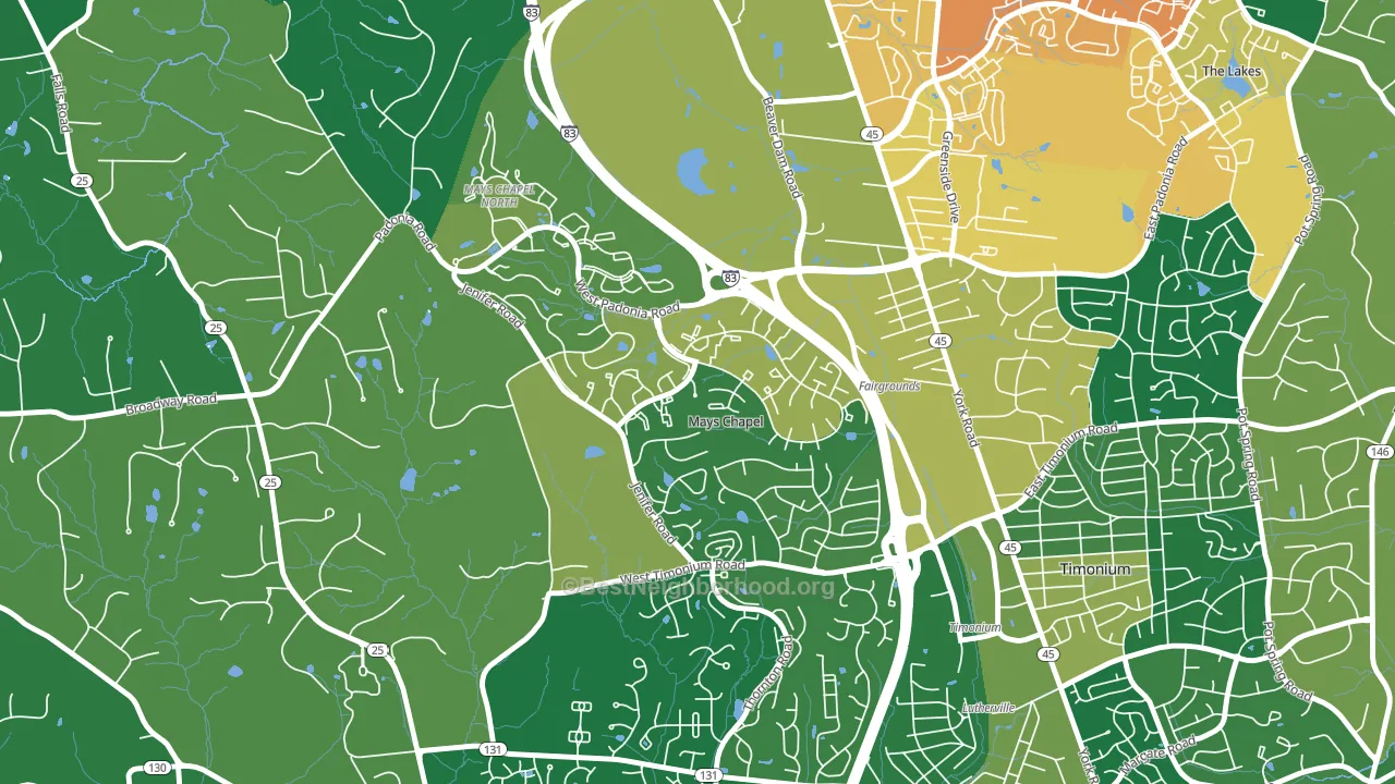 Mays Chapel Village, Mays Chapel, MD block-group voter-turnout map