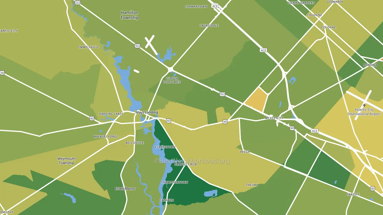 Mays Landing, NJ block-group voter-turnout map