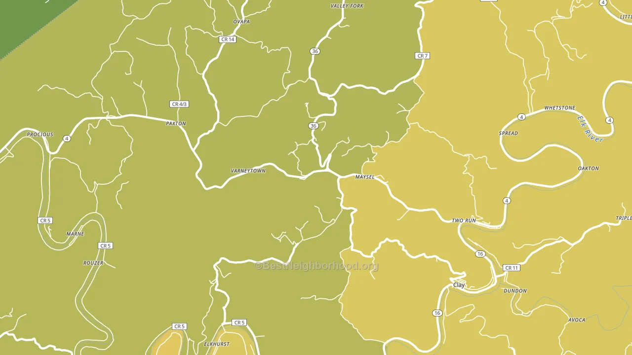 Maysel, WV block-group voter-turnout map