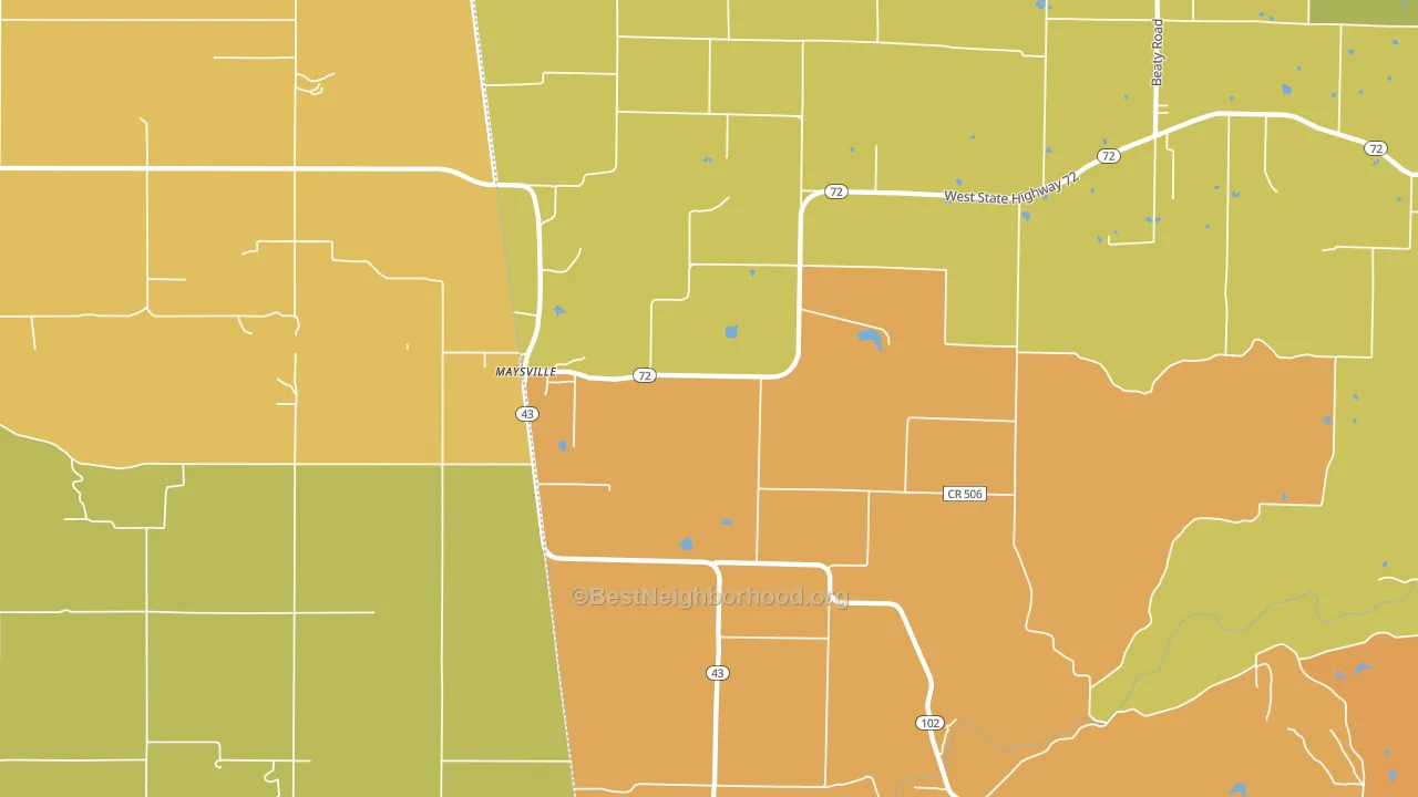 Maysville, AR block-group voter-turnout map
