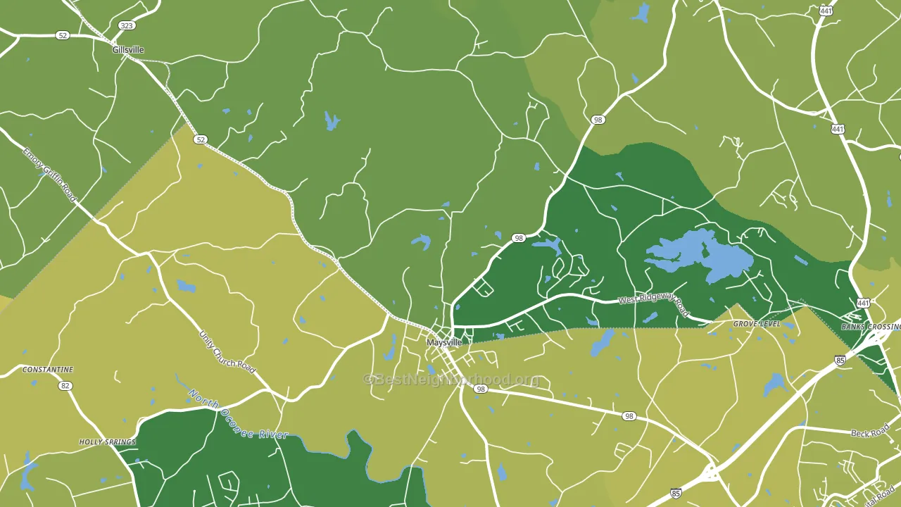 Maysville, GA block-group voter-turnout map