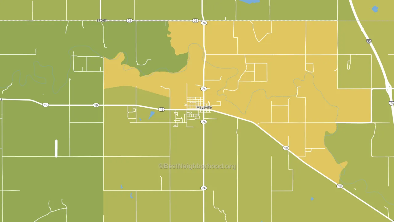Maysville, OK block-group voter-turnout map