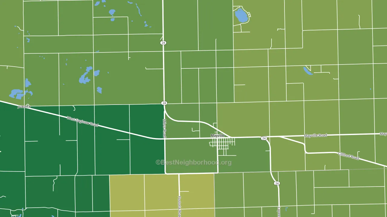 Mayville, MI block-group voter-turnout map