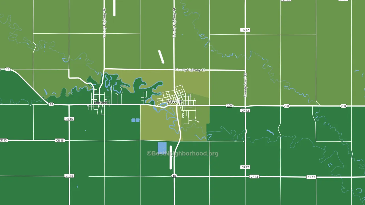 Mayville, ND block-group voter-turnout map