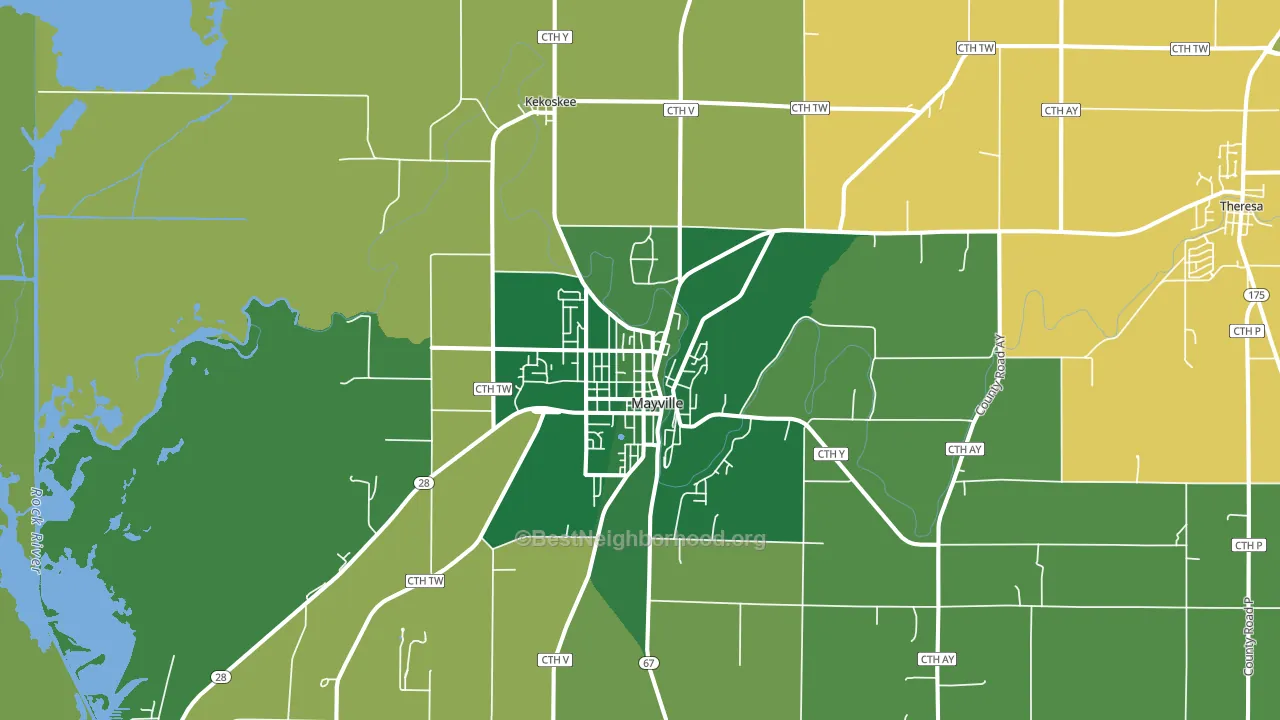 Mayville, WI block-group voter-turnout map