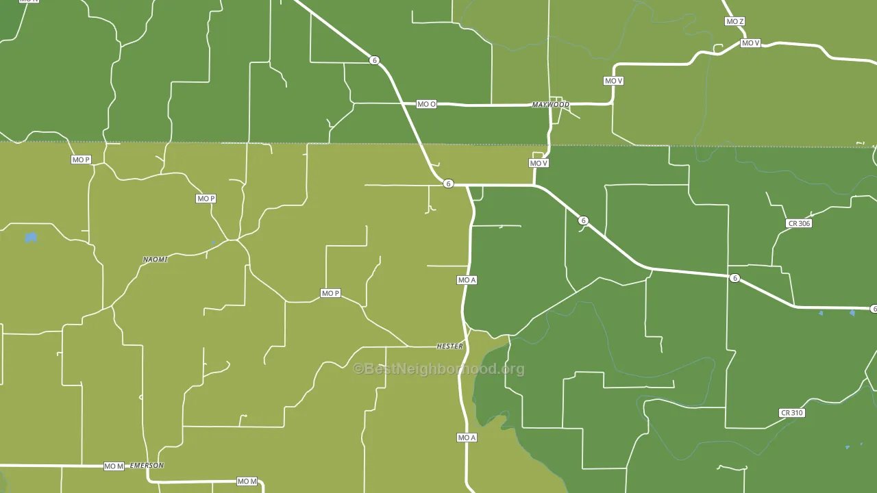 Maywood, MO block-group voter-turnout map