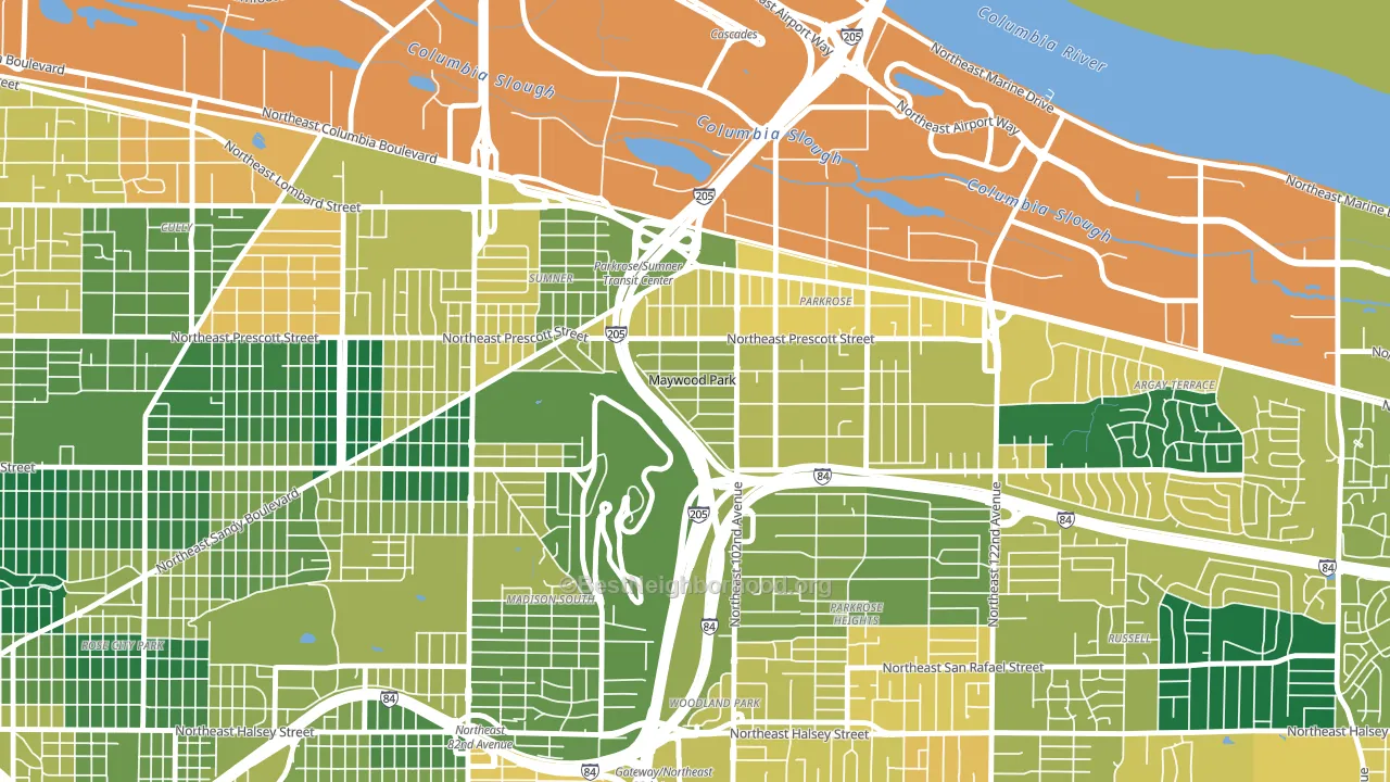 Maywood Park, OR block-group voter-turnout map